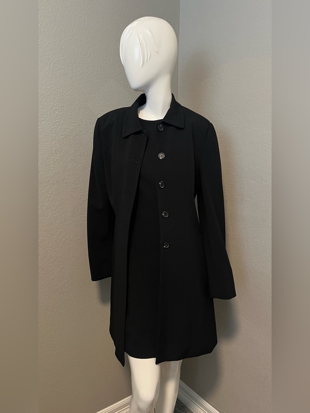 Women's DONNA RAE New York Set Dress & Button Front Black  Blazer Coat Size 8